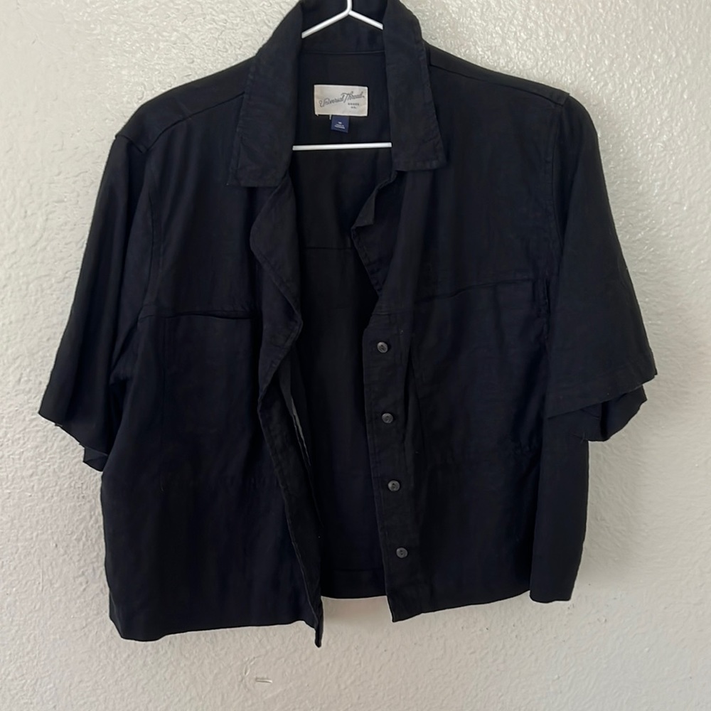 cropped linen button up